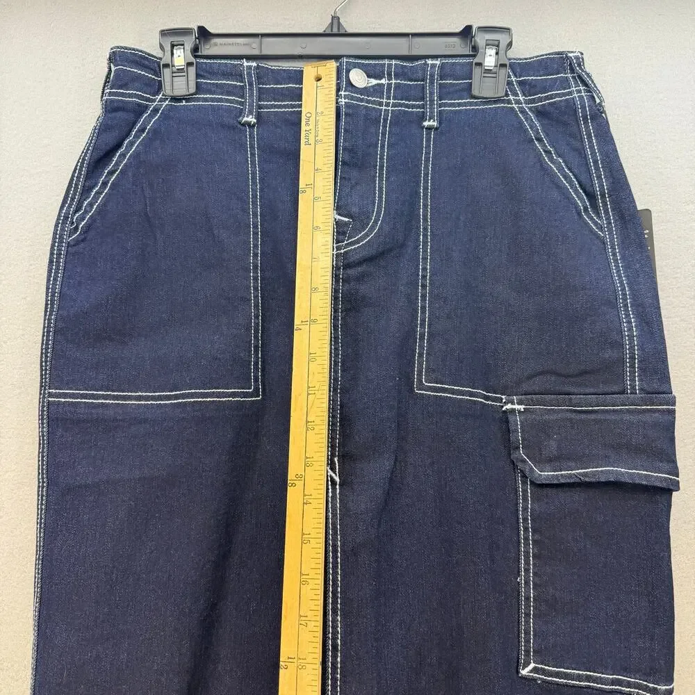 True Religion Denim Cargo Maxi Skirt Women's 27 (4) Dark Blue Preppy Utility Y2K - Picture 11 of 13